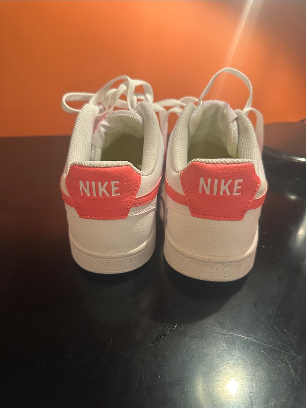 Nike White womens Sneakers with Pink Swoosh - Picture 2 of 2